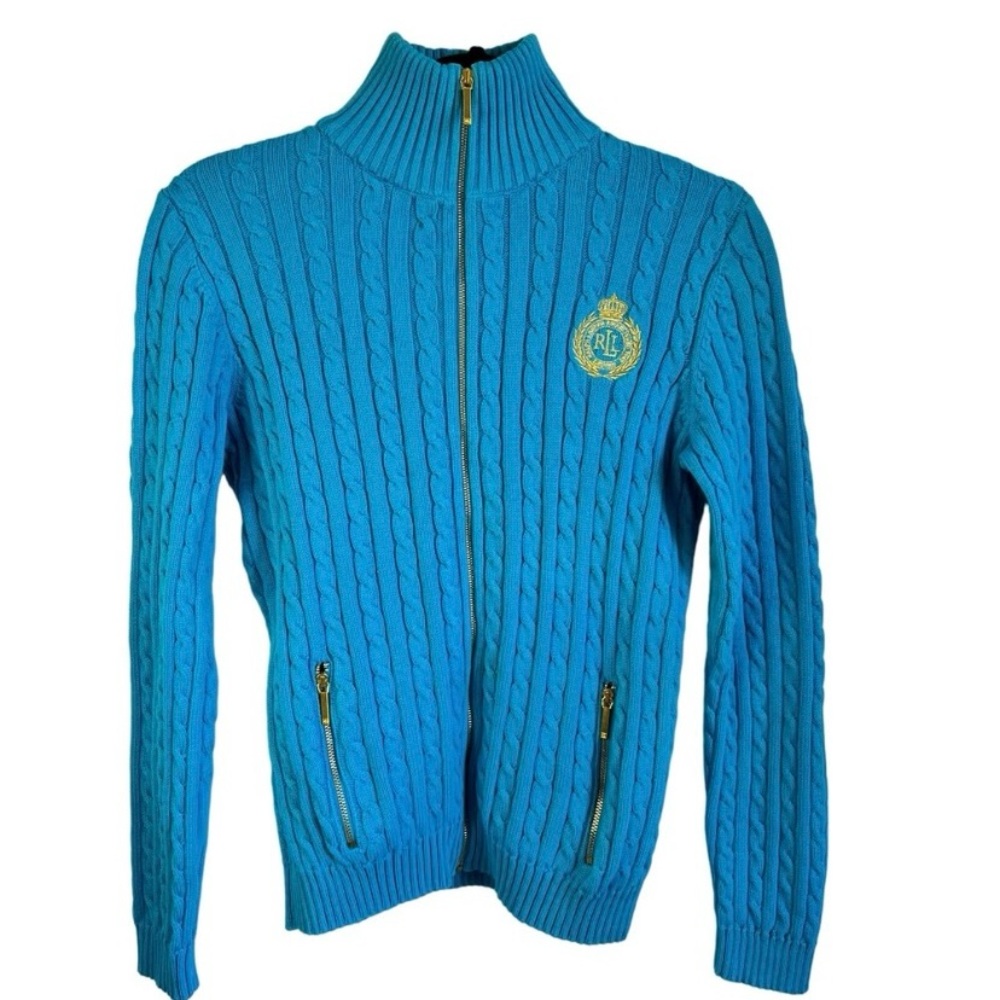 Ralph Lauren Blue Cable Knit Sweater Medium